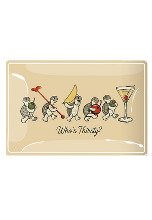 Who's Thirsty Decoupage Glass Tray