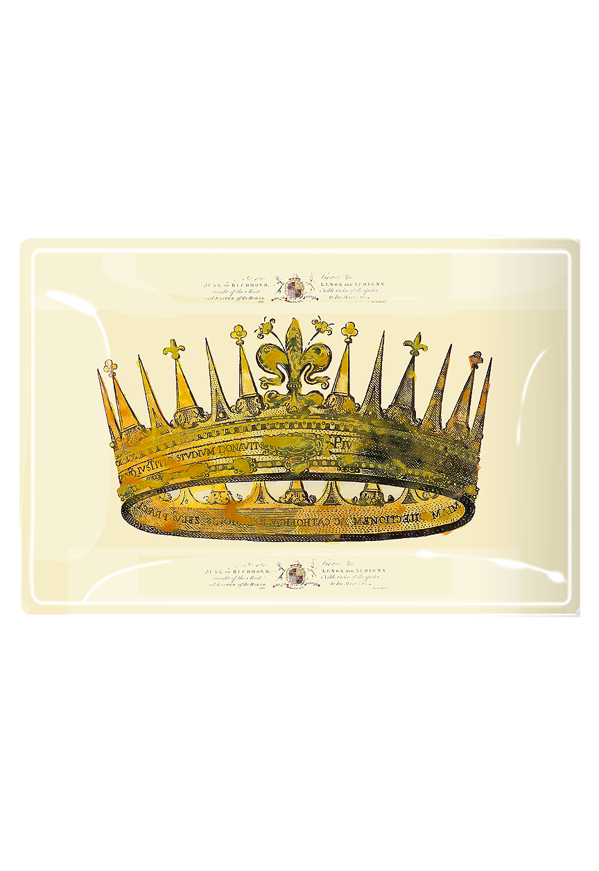 Vintage Crown Decoupage Glass Tray - Ben's Garden
