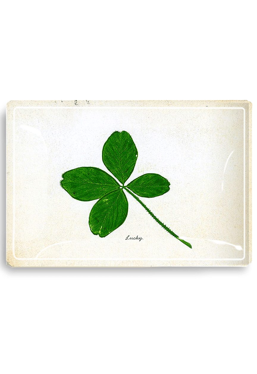 Lucky Clover Decoupage Glass Tray