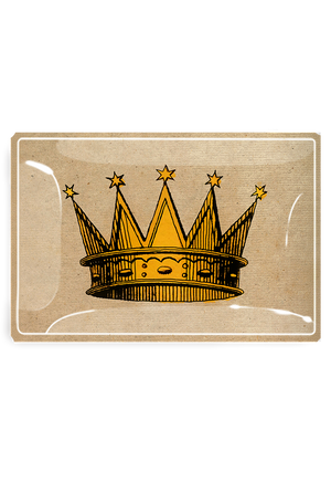 17th Century Sun Crown Decoupage Glass Tray