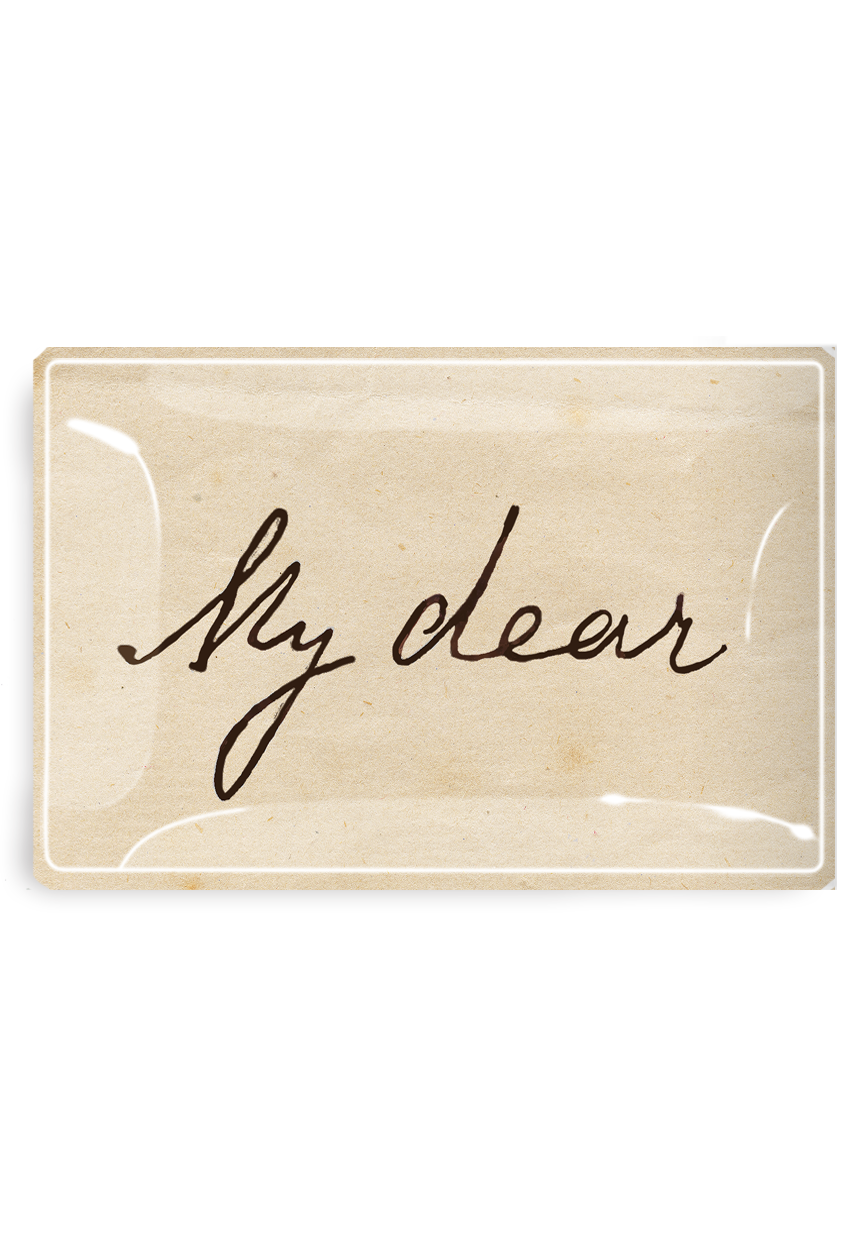 My Dear Cursive Decoupage Glass Tray