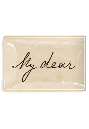 My Dear Cursive Decoupage Glass Tray