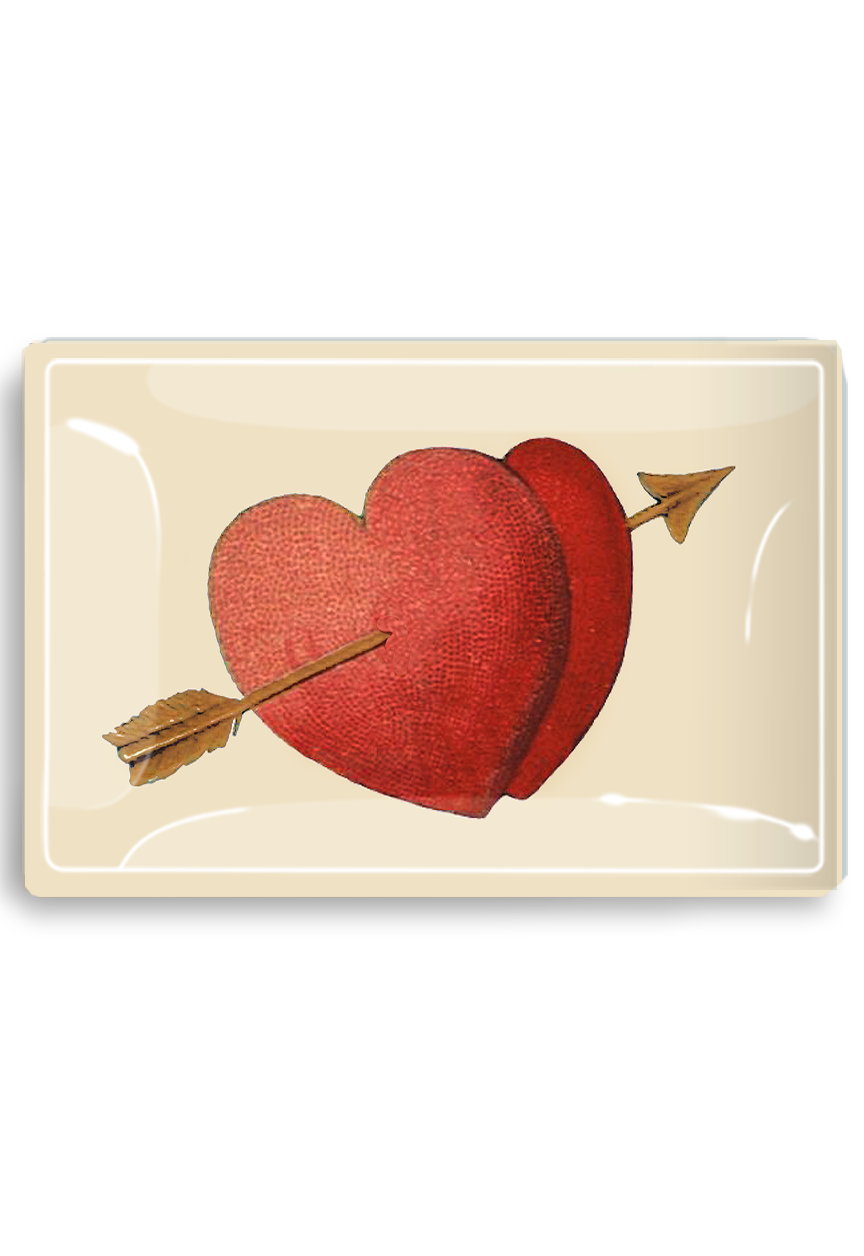 Double Heart Arrow Decoupage Glass Tray