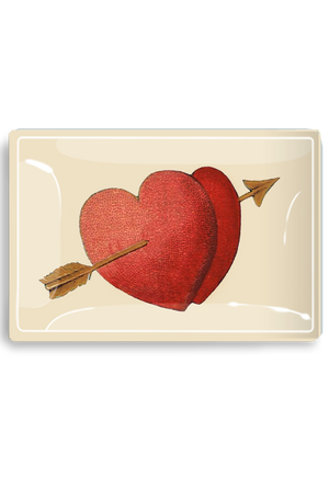 Double Heart Arrow Decoupage Glass Tray