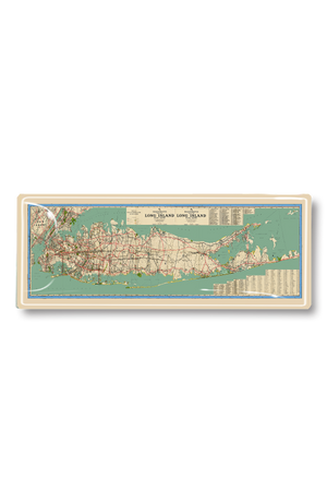 Vintage Long Island Hagstrom's Map Decoupage Glass Tray