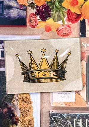 17th Century Sun Crown Decoupage Glass Tray