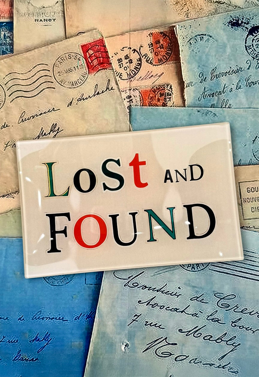 Lost And Found Newspaper Letters Decoupage Glass Tray
