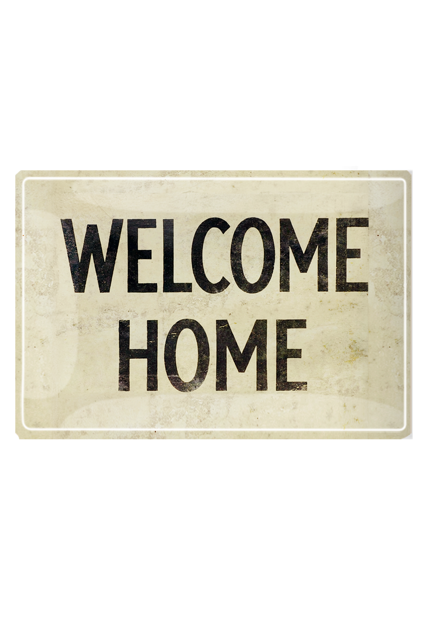 Welcome Home Parchment Decoupage Glass Tray