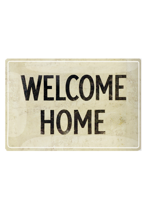 Welcome Home Parchment Decoupage Glass Tray