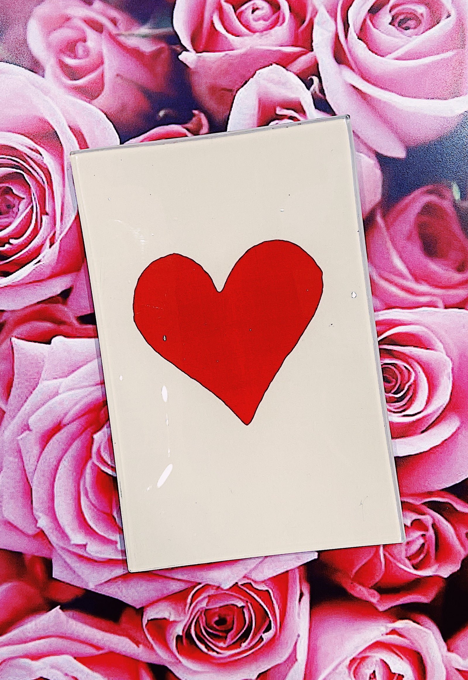 Red Long Heart Decoupage Glass Tray - Bensgarden.com