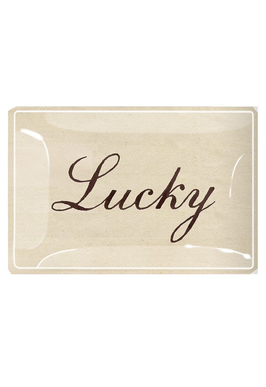 Lucky Spencer Cursive Decoupage Glass Tray