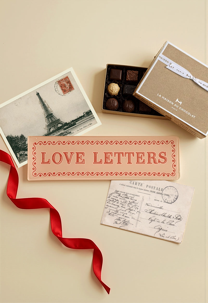 Fancy Love Letters Decoupage Glass Tray