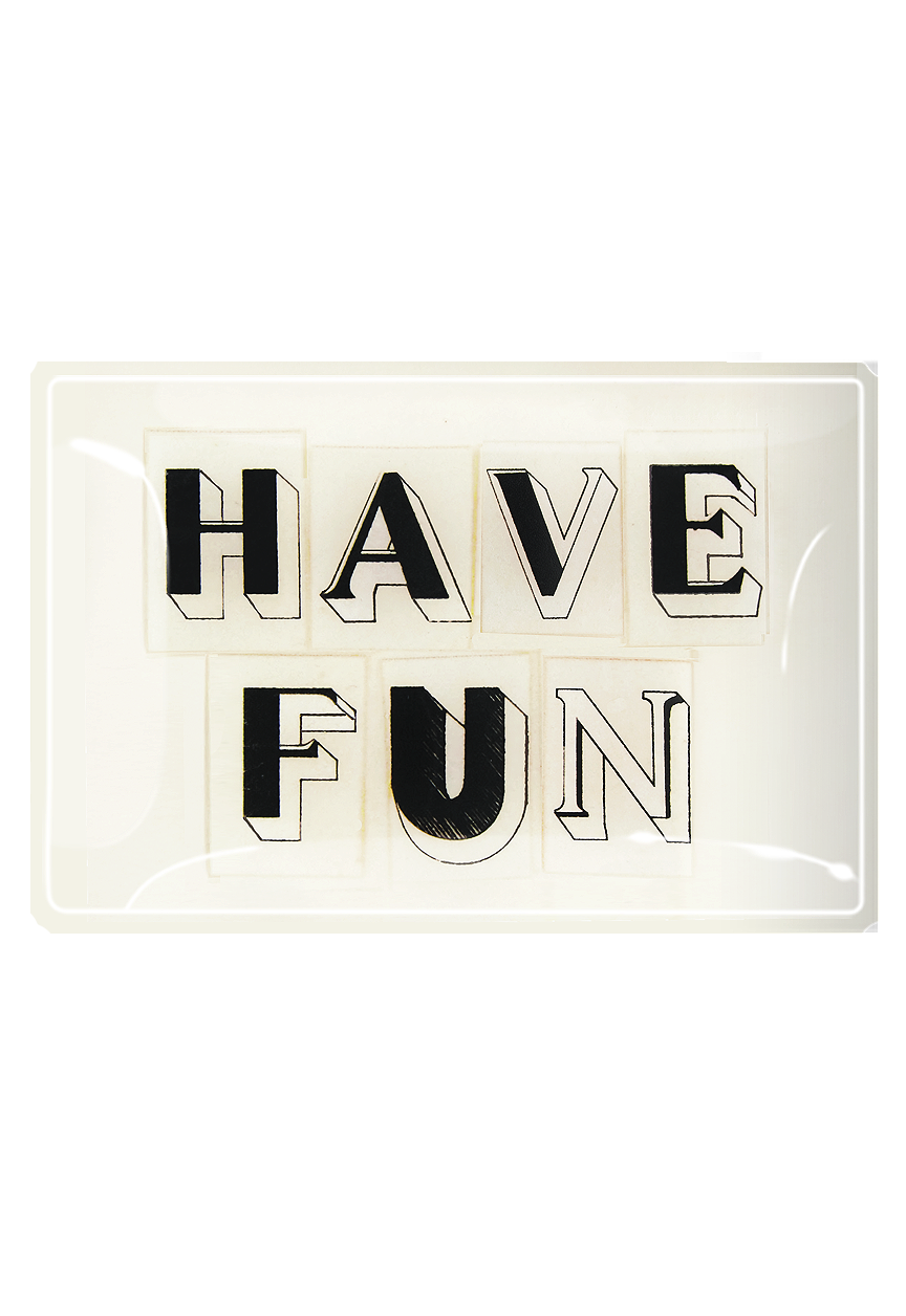 Have Fun Newspaper Letters Decoupage Glass Tray