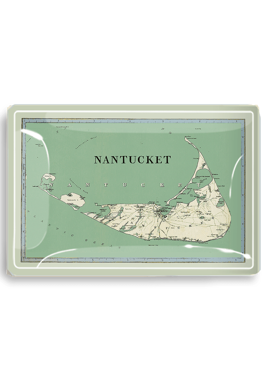 Nantucket Sound Decoupage Glass Map Tray