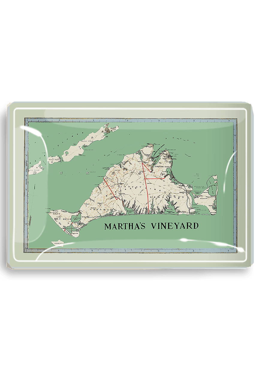 Martha's Vineyard Sound Decoupage Glass Tray
