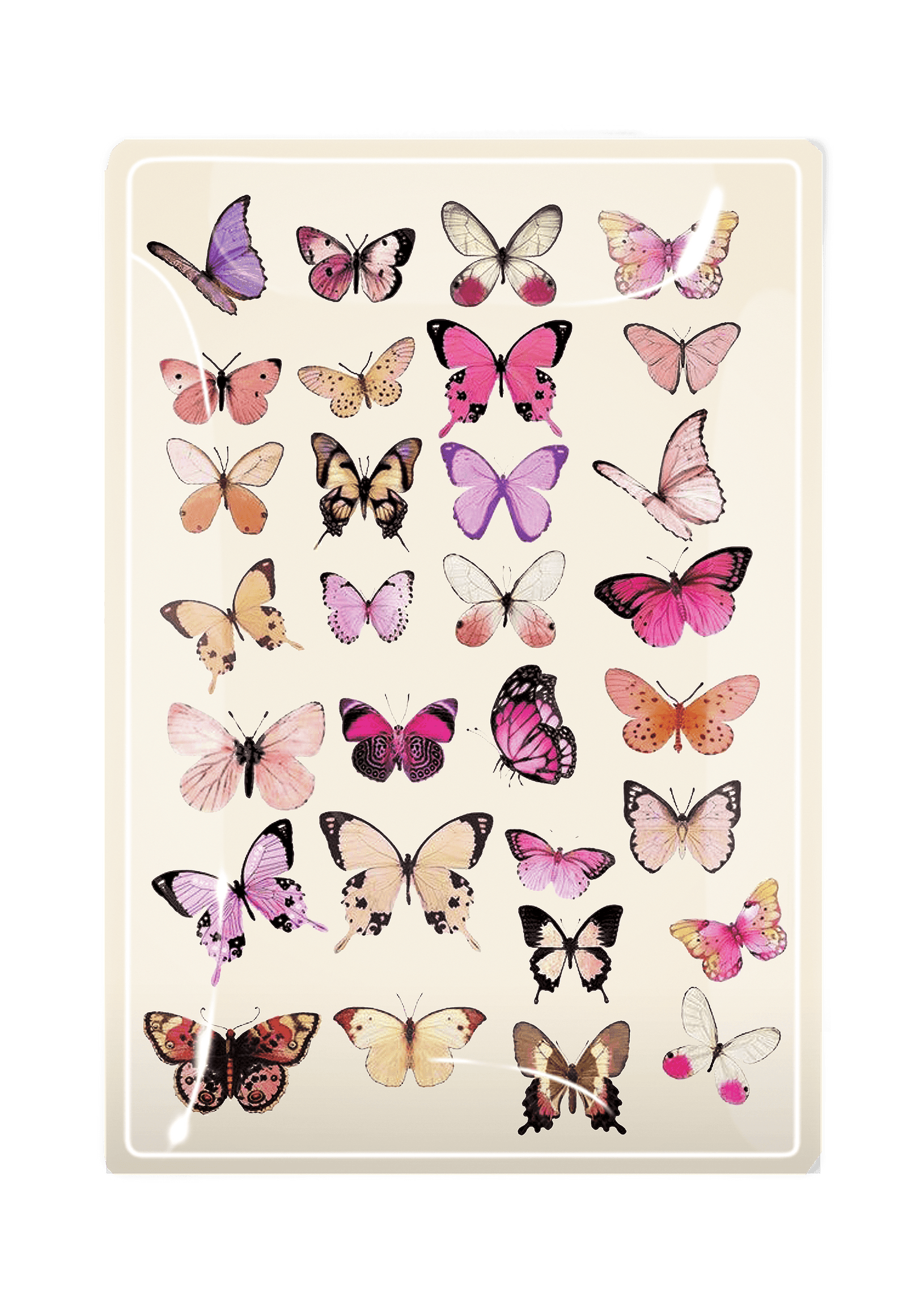 Pink Butterflies Decoupage Glass Tray