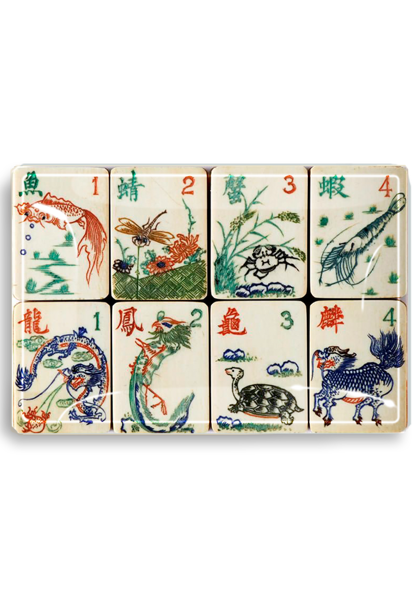 Mahjong #1 Decoupage Glass Tray