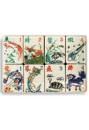 Mahjong #1 Decoupage Glass Tray