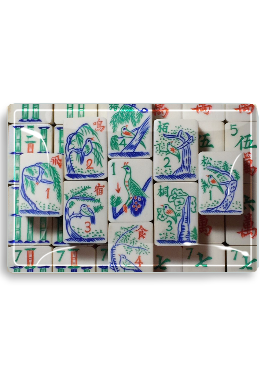 Mahjong #2 Decoupage Glass Tray