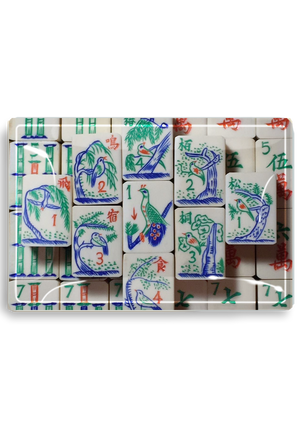Mahjong #2 Decoupage Glass Tray