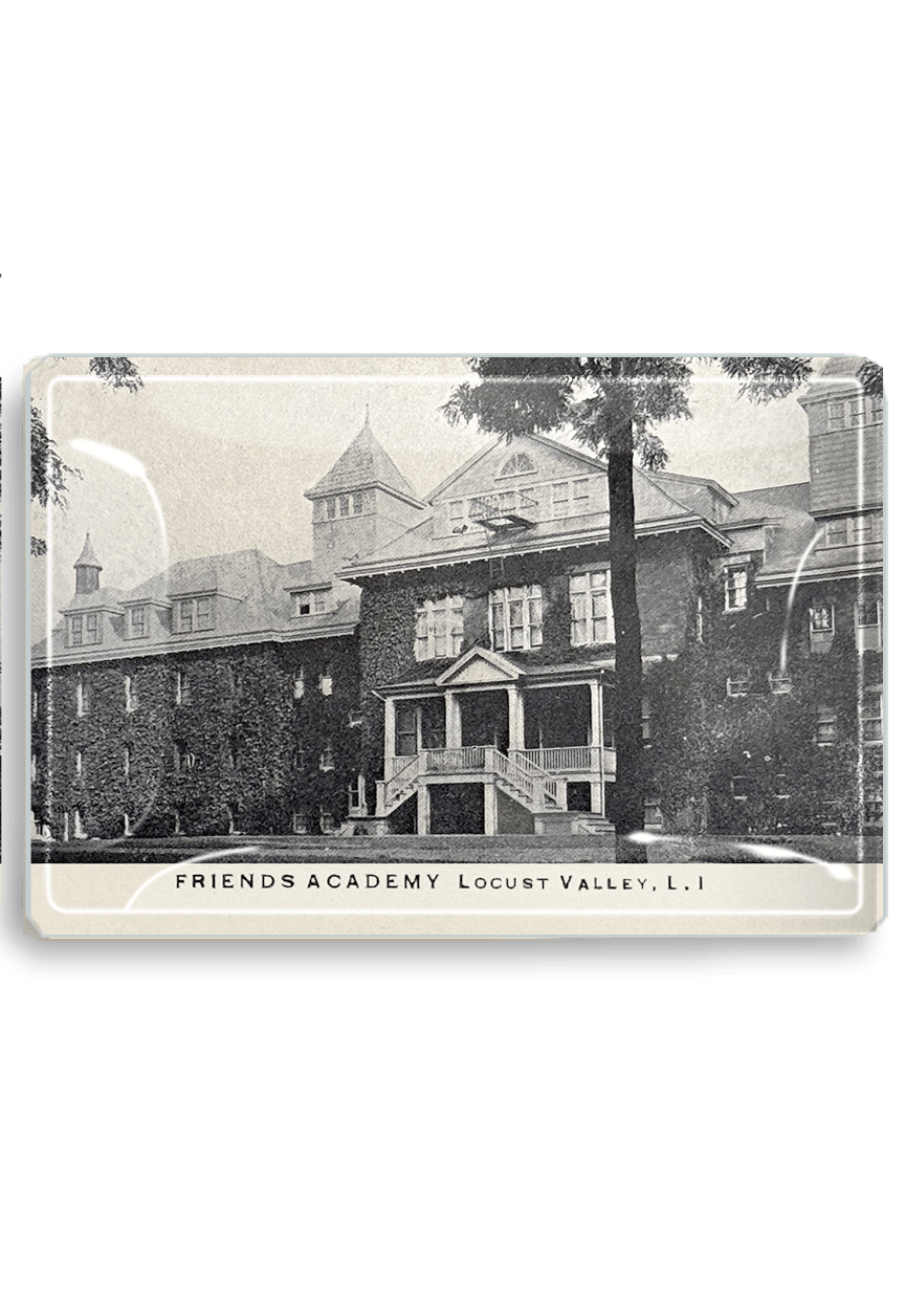 1918 Vintage Friends Academy, Locust Valley Decoupage Glass Tray