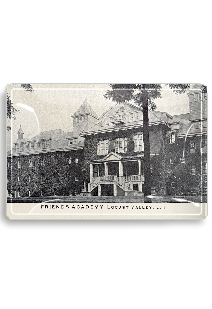 1918 Vintage Friends Academy, Locust Valley Decoupage Glass Tray