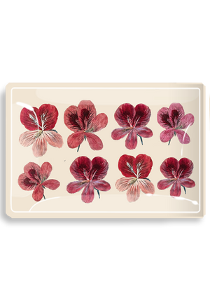 Pink English Ivy Geranium Decoupage Glass Tray
