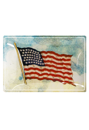 Old Glory American Flag Decoupage Glass Tray