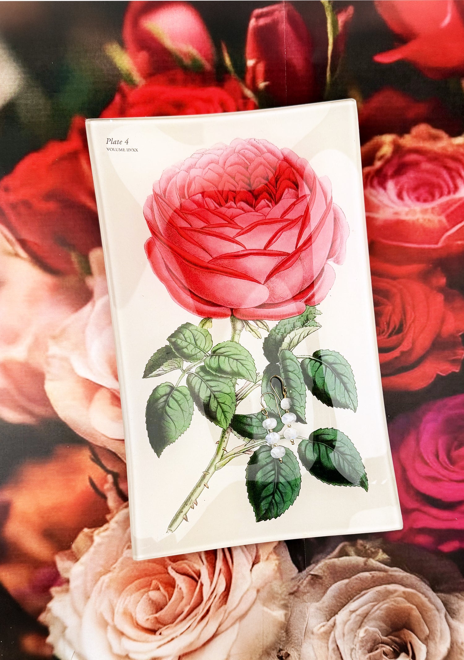 Constance Climbing Pink Rose Decoupage Glass Tray