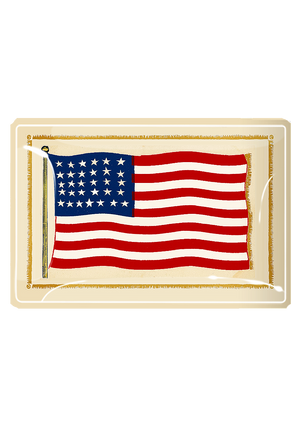 America, America American Flag Glass Decoupage Tray