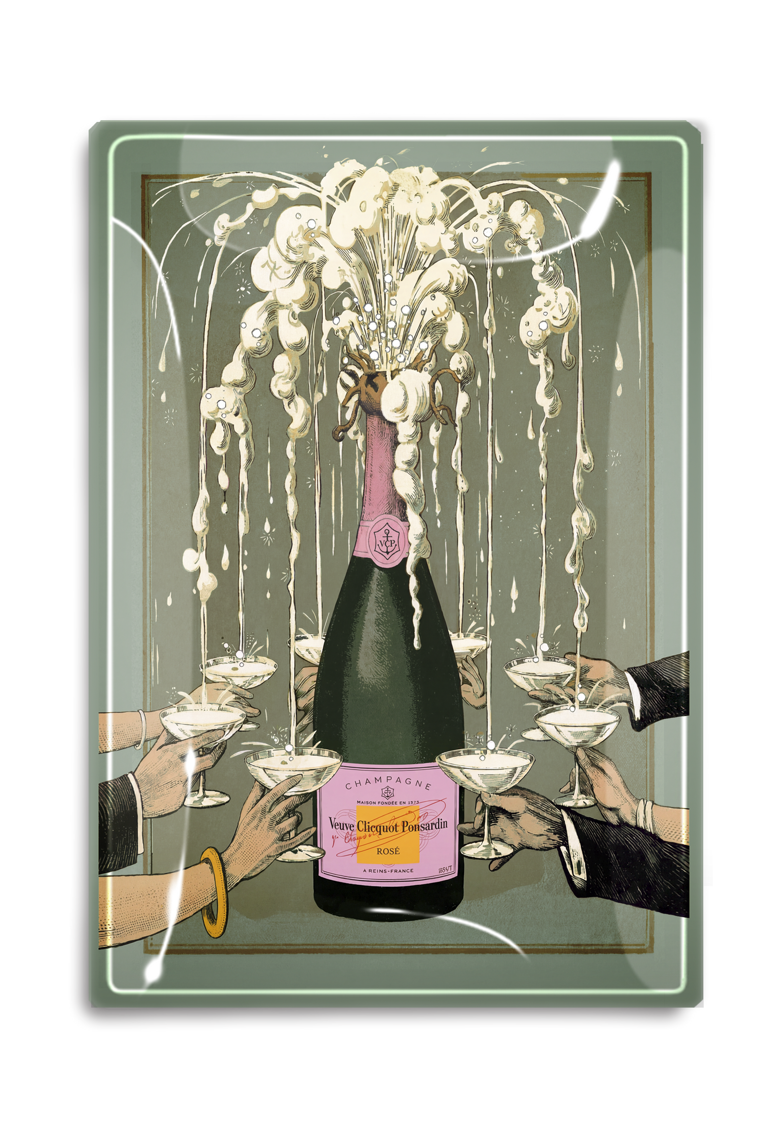 Veuve Clicquot Toast Decoupage Glass Tray | 6 Sizes