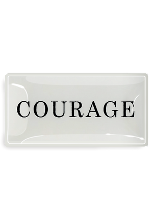 Vintage Text "Courage" Decoupage Glass Tray