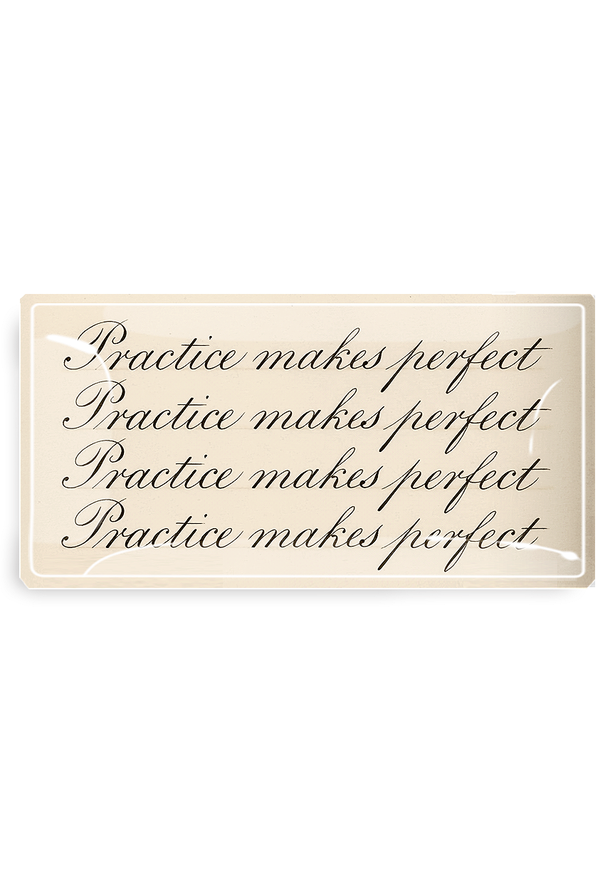 Practice Makes Perfect Cursive Decoupage Glass Tray