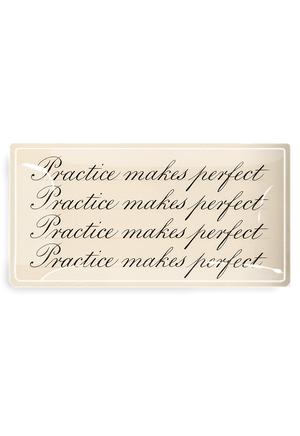 Practice Makes Perfect Cursive Decoupage Glass Tray