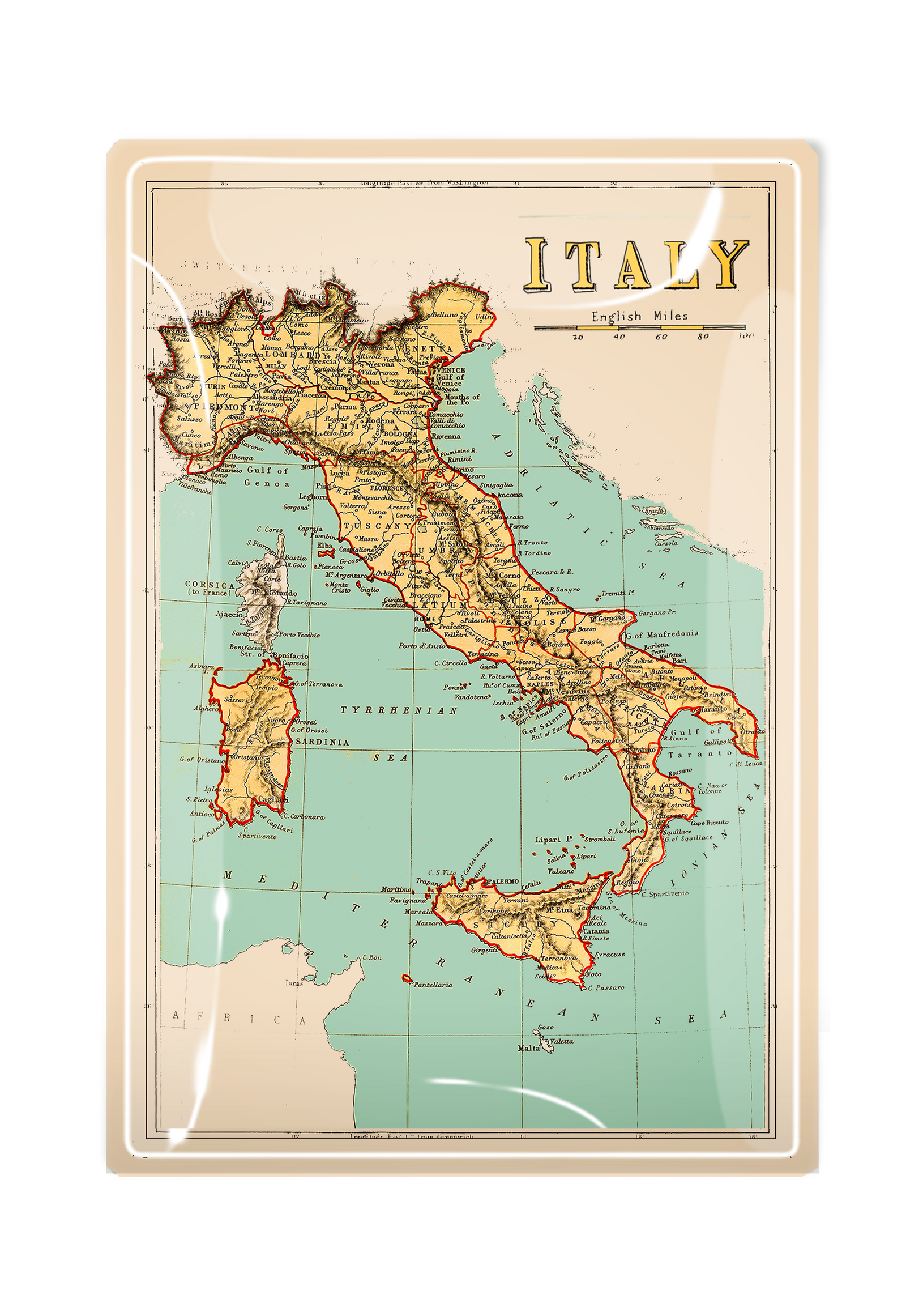 Italy Map No. 2 Decoupage Glass Tray