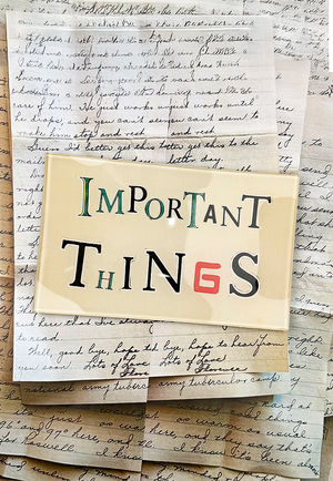 Important Things Newspaper Letters Decoupage Glass Tray