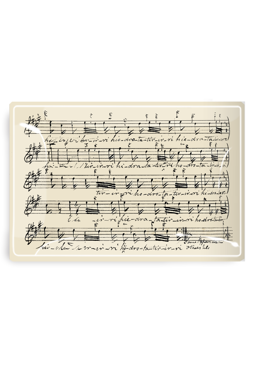 Hand-Notated 1800's Sheet-Music Score Decoupage Glass Tray