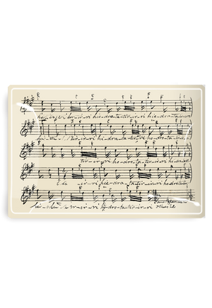 Hand-Notated 1800's Sheet-Music Score Decoupage Glass Tray