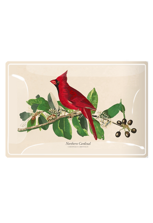 American Cardinal Decoupage Glass Tray