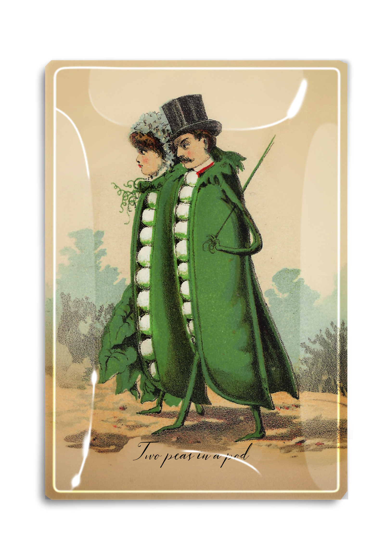 Two Peas In A Pod Decoupage Glass Tray
