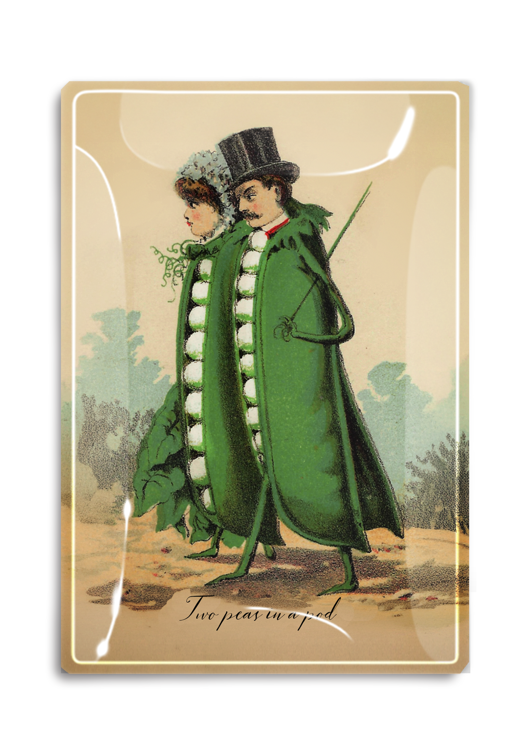 Two Peas In A Pod Decoupage Glass Tray