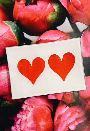 Pair of Hearts Decoupage Glass Tray