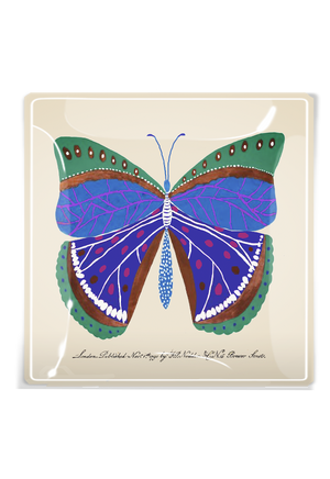 Bensgarden.com | Turquoise Maldives Butterfly Decoupage Glass Tray - Ben's Garden. Made in New York City.