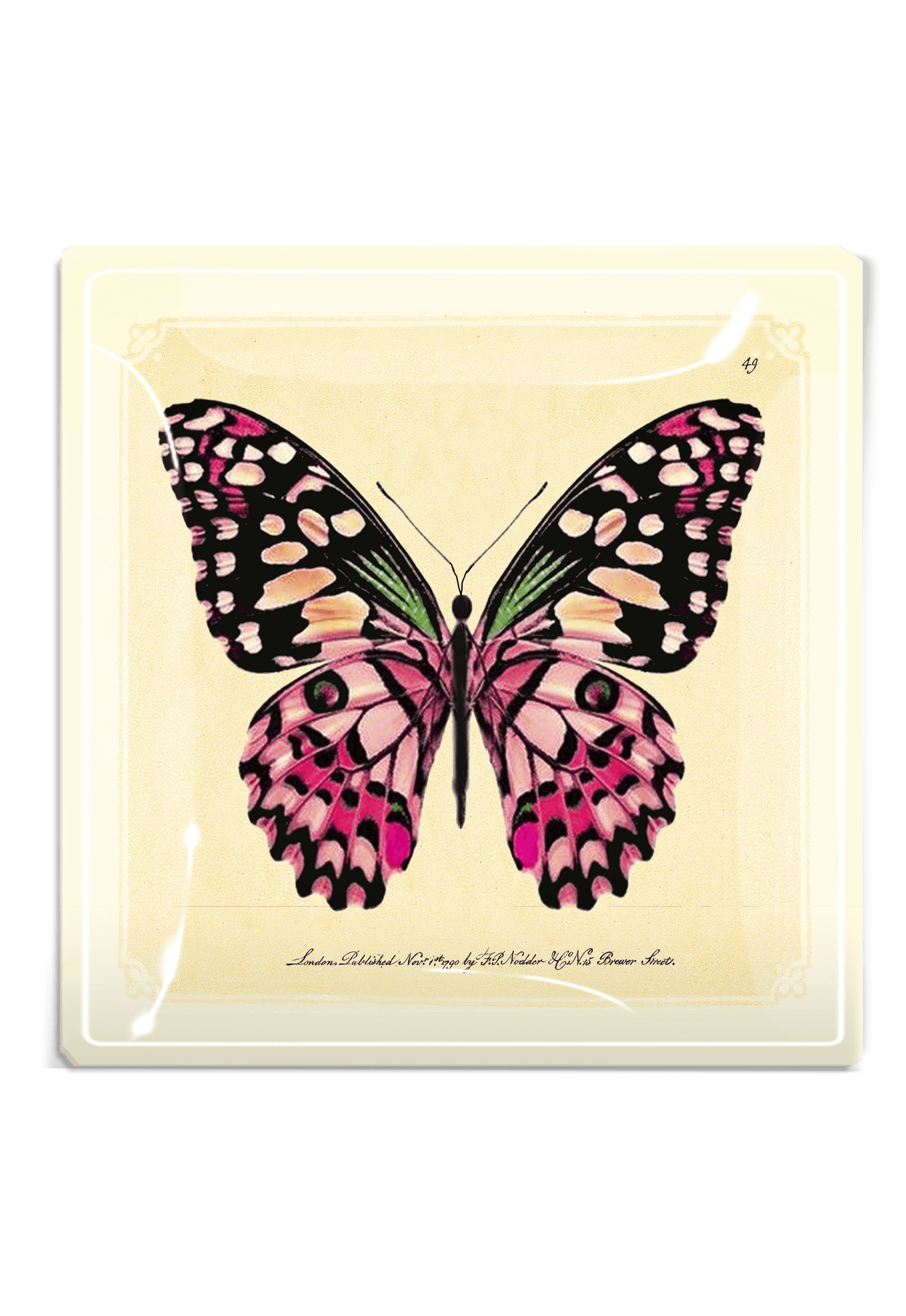 Pink Butterfly Decoupage Glass Tray