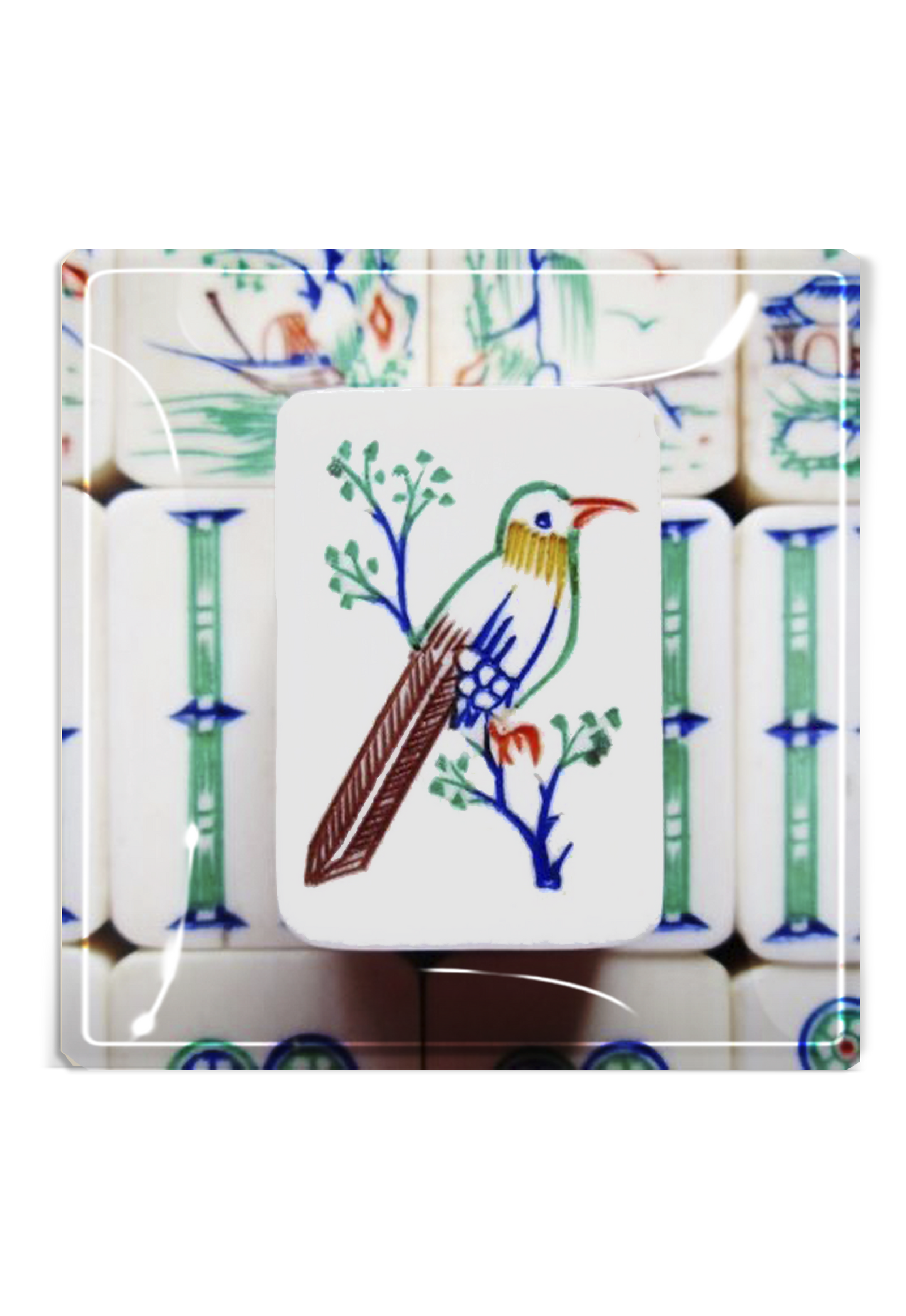 Mahjong #3 Decoupage Glass Tray