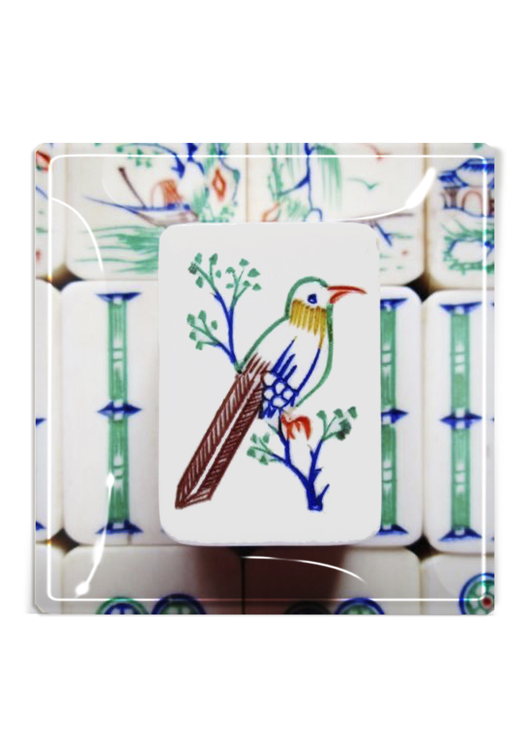 Mahjong #3 Decoupage Glass Tray