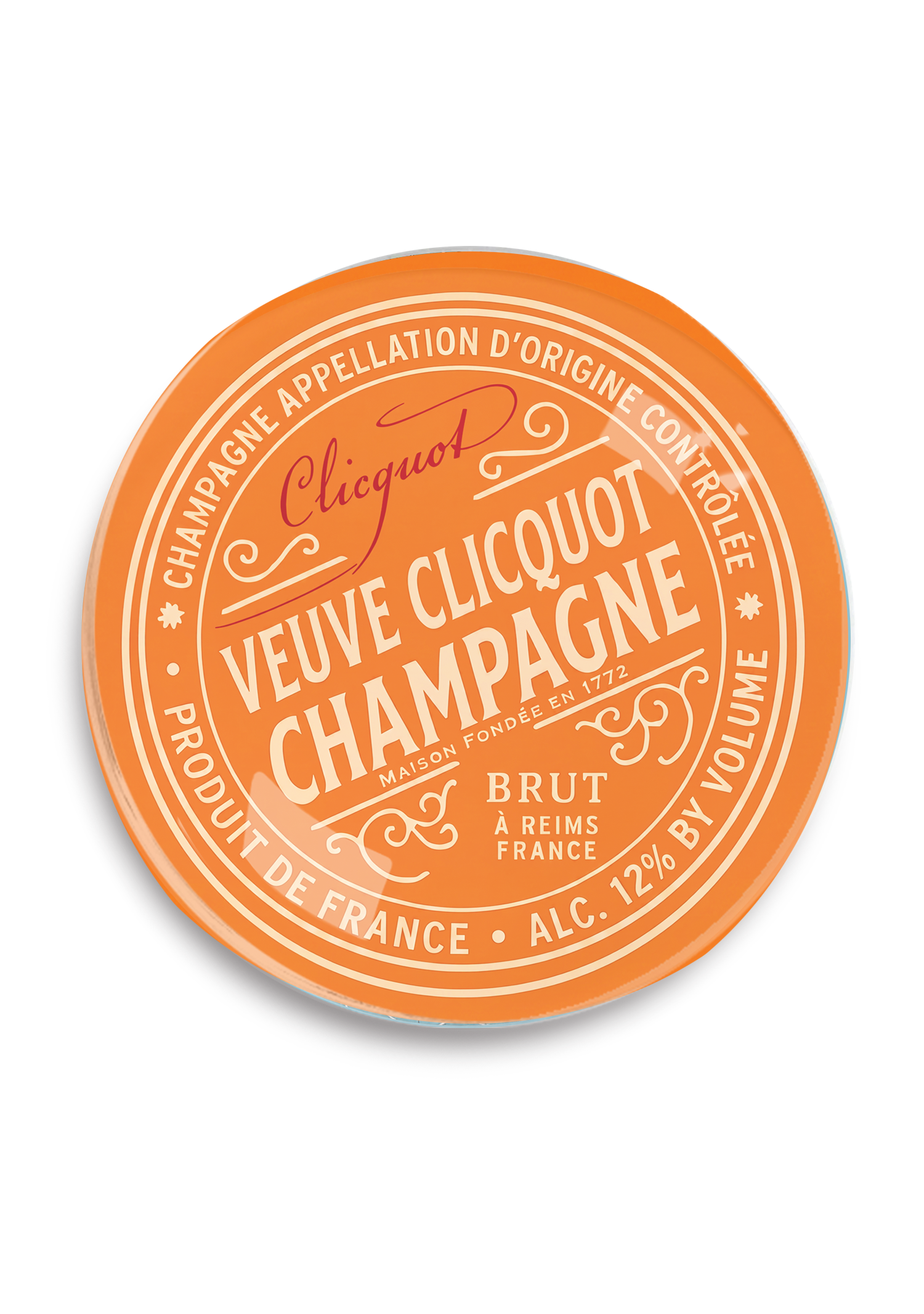 Veuve Cliciquot Champagne Brut (Orange) Round Decoupage Tray