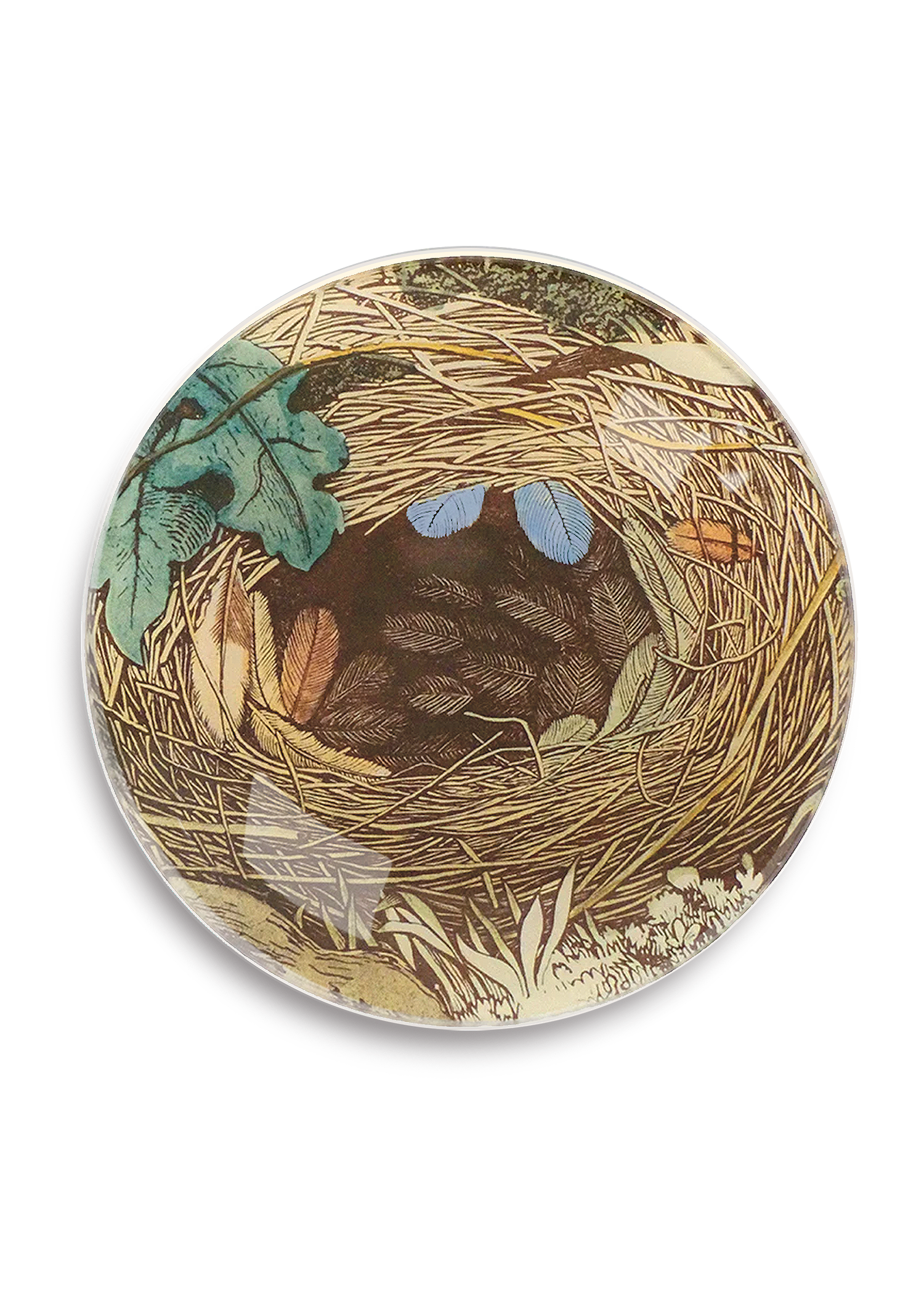 Feathered Nest Round Decoupage Tray