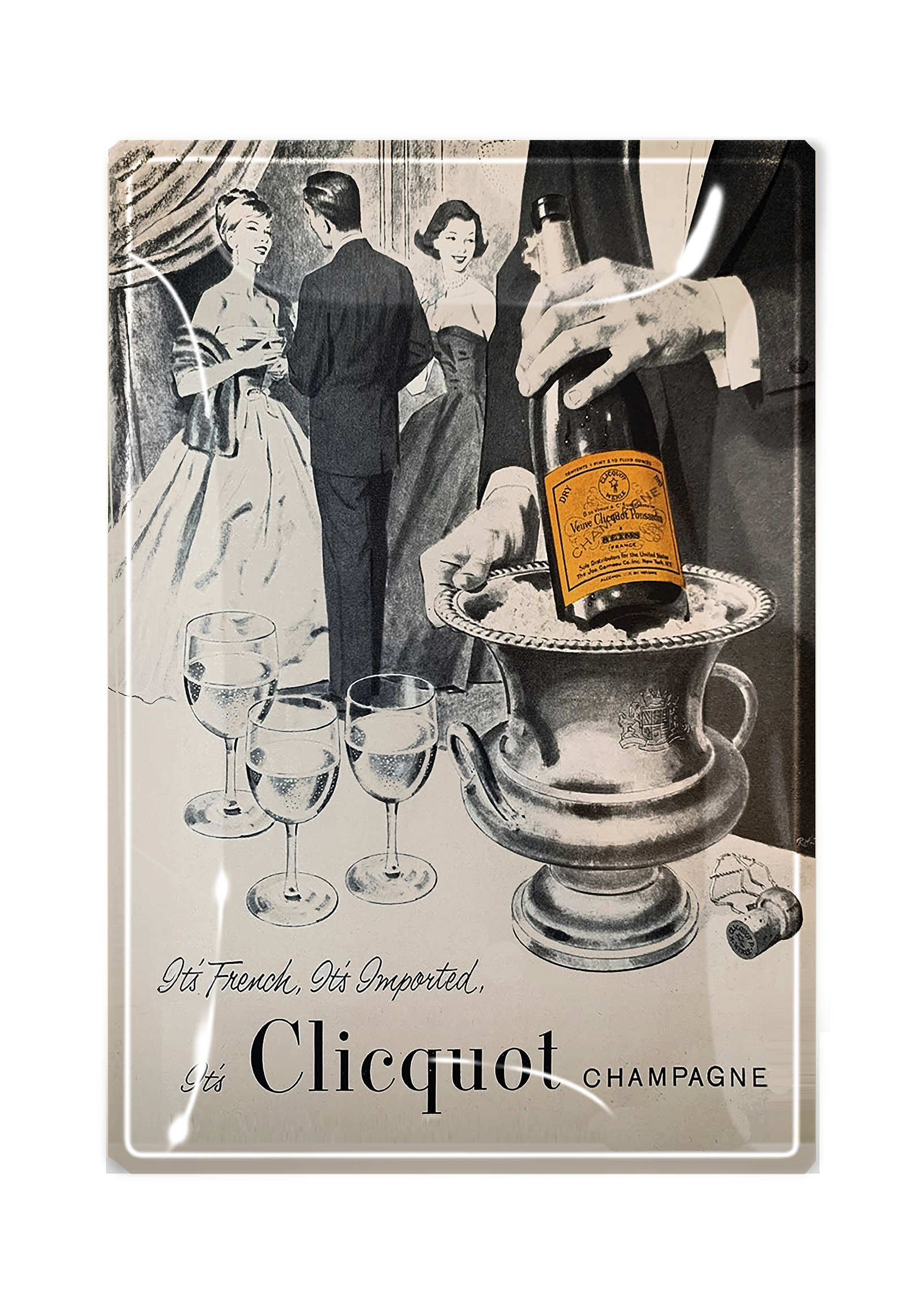 It's Clicquot Champagne Decoupage Glass Tray