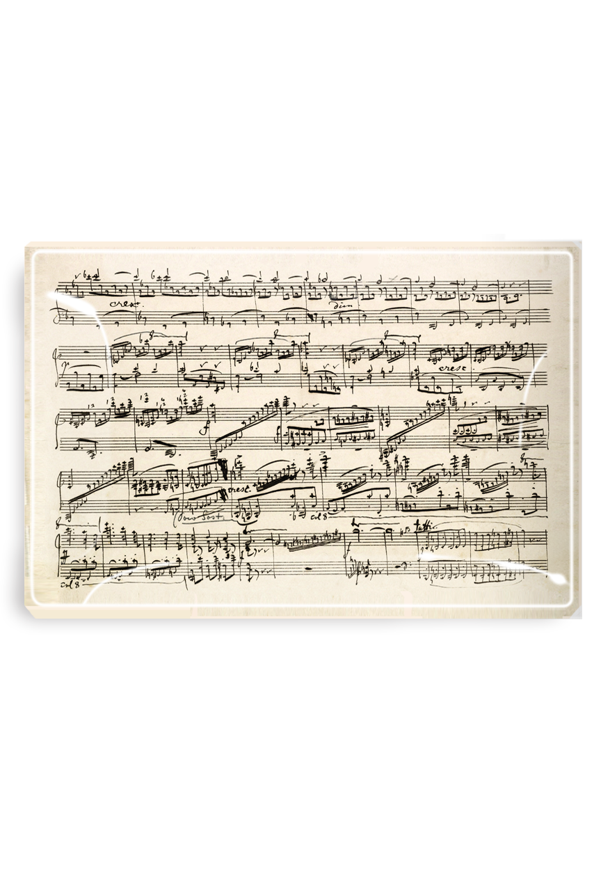 Handwritten Chopin Sheet-Music Decoupage Glass Tray